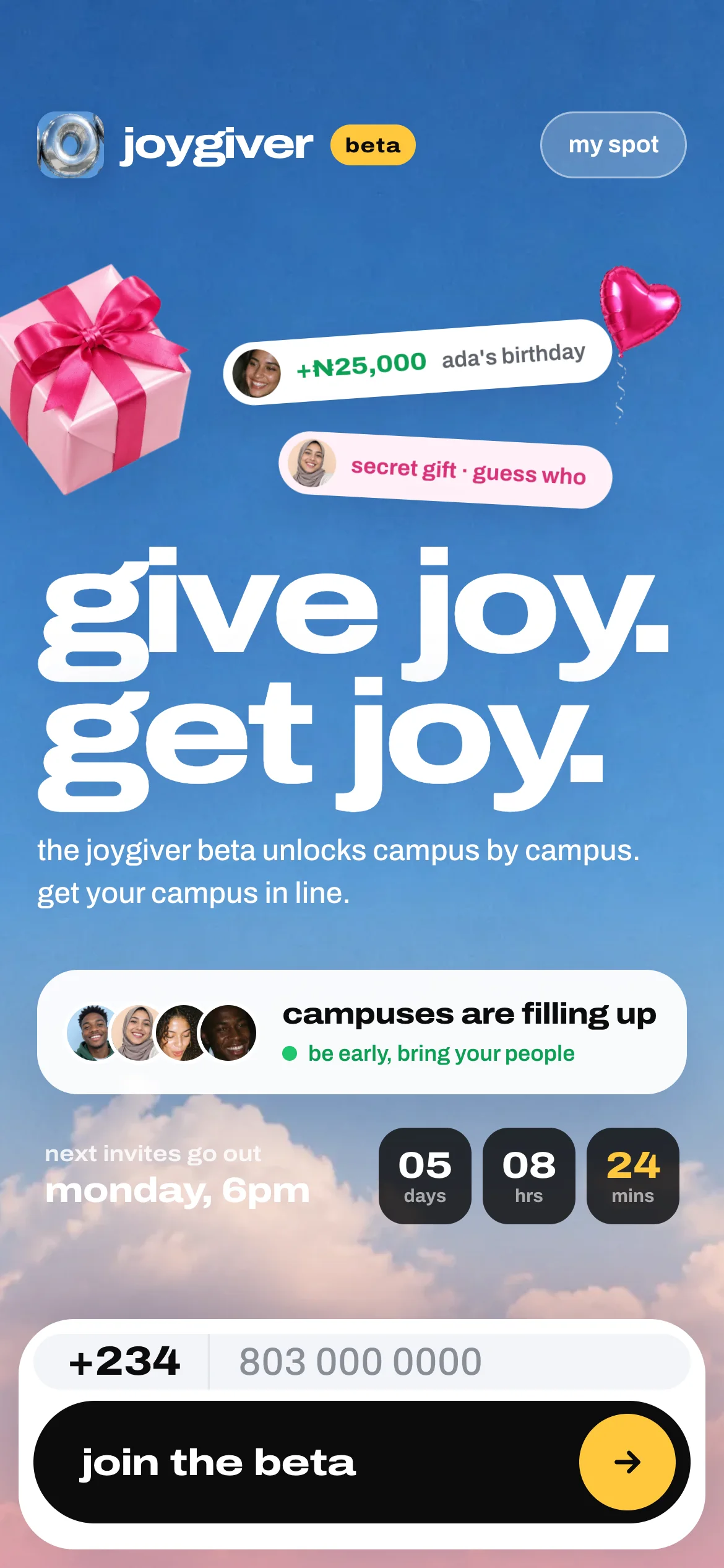 Joygiver on a phone