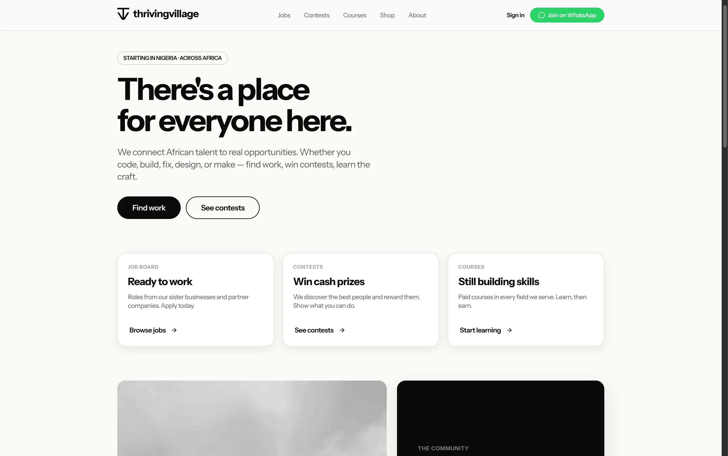 Thriving Village interface
